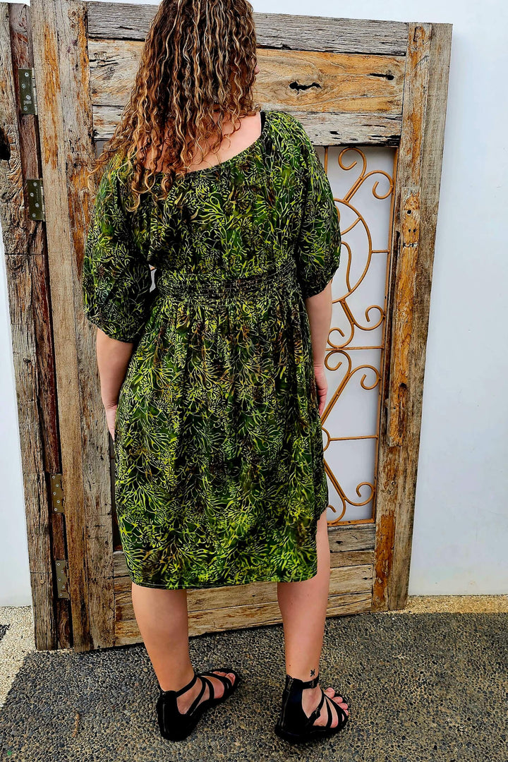 Evergreen Cotton Cinch Dress