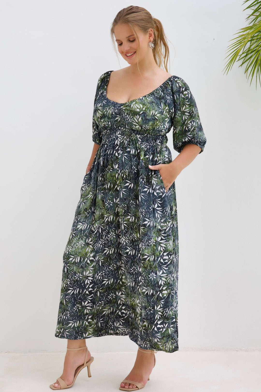 Lush Green Maxi Cinch dress