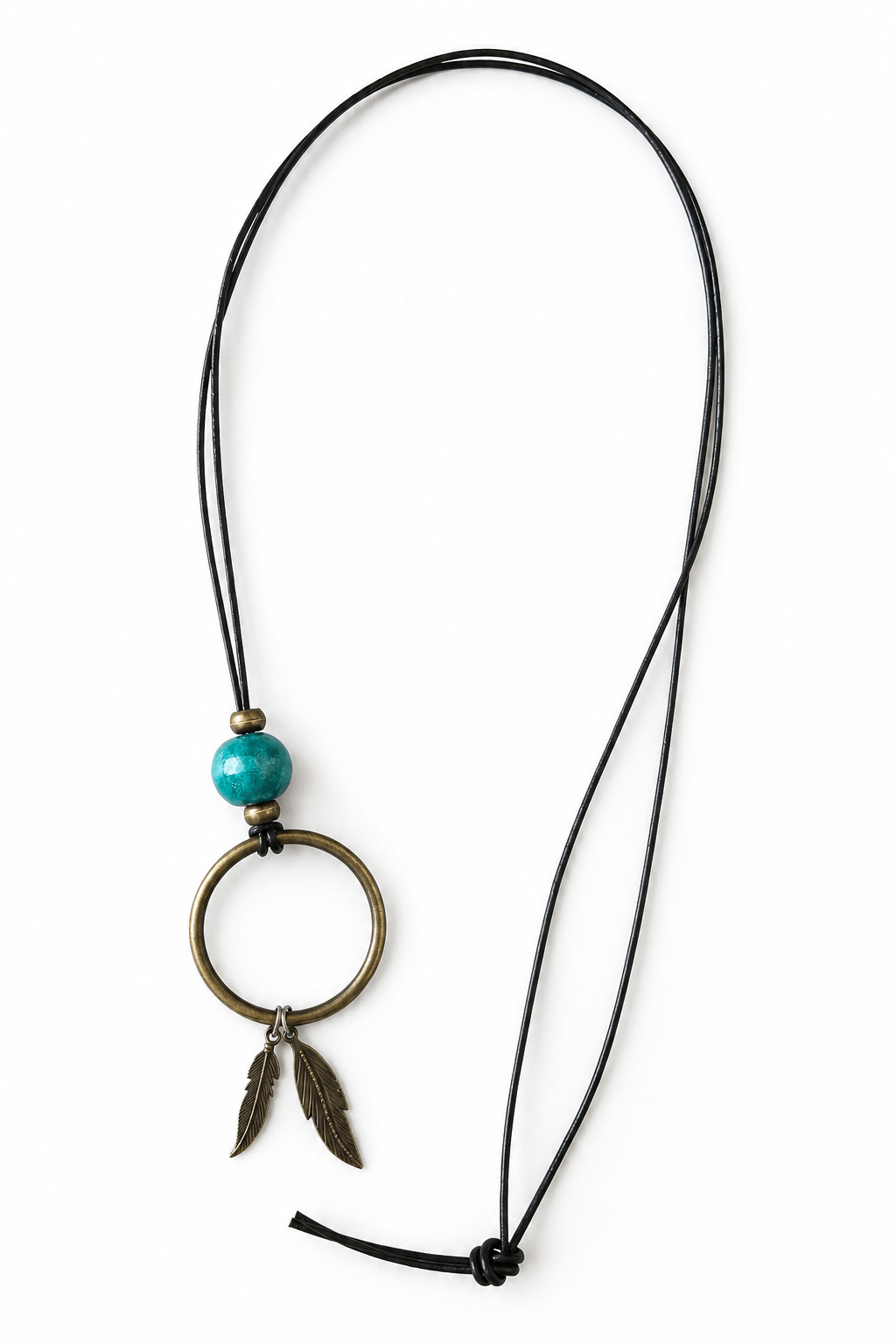 Green Handmade Leather Necklace