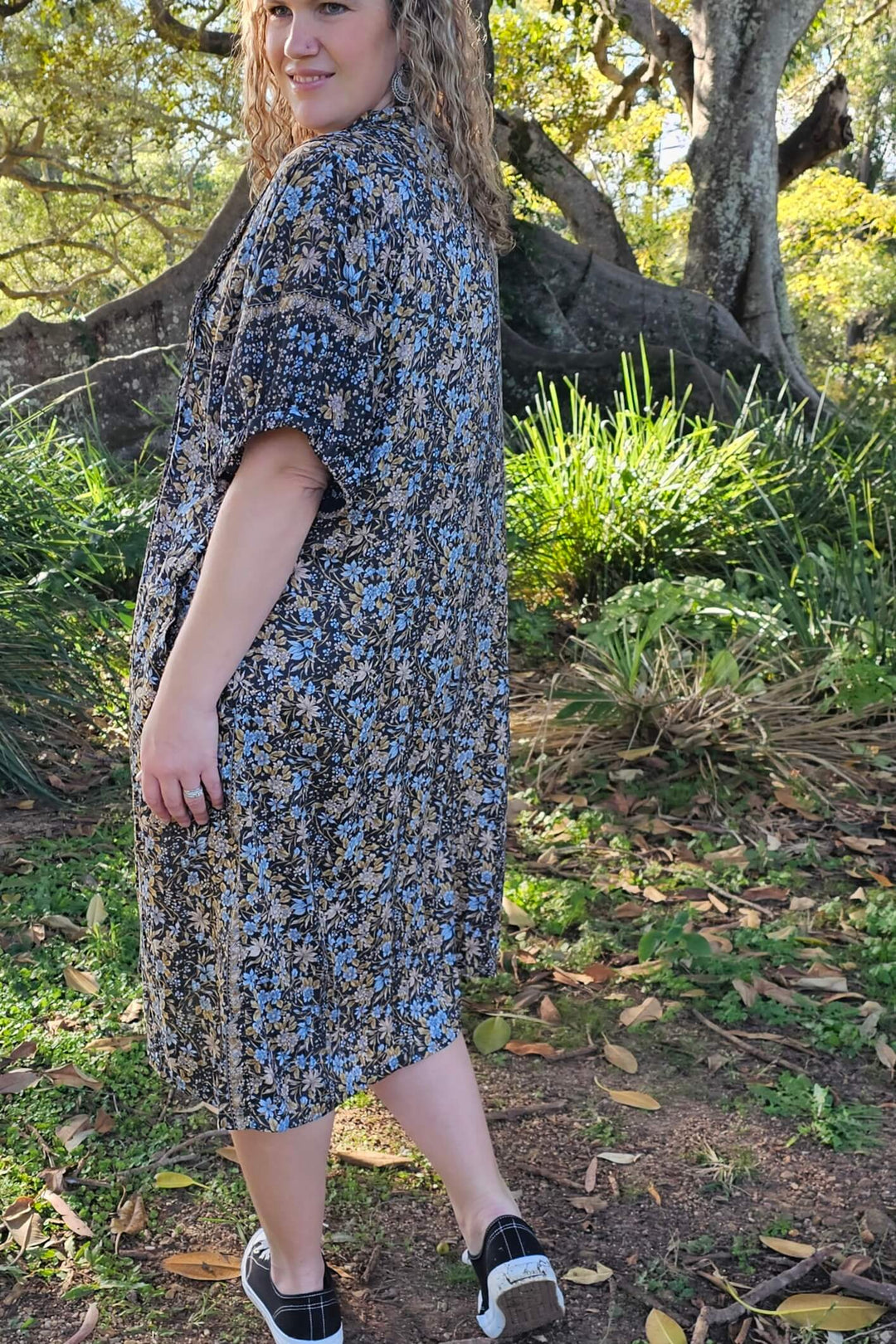 Silver Bloom Pintuck Dress