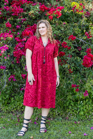 Berry Cotton Pintuck Dress