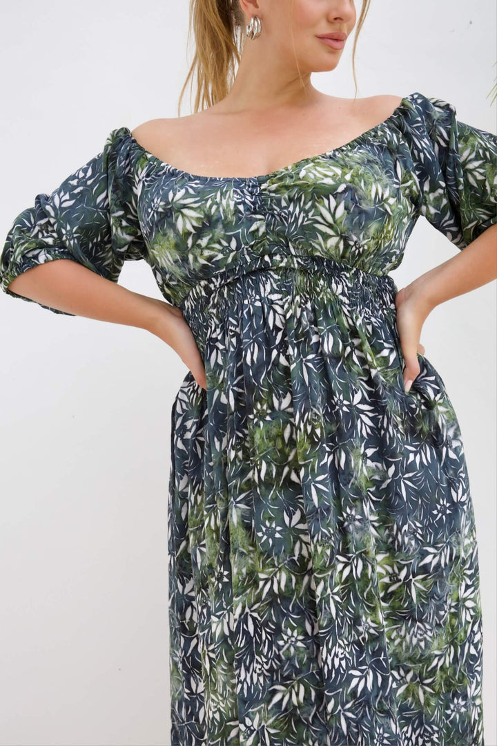 Lush Green Maxi Cinch dress