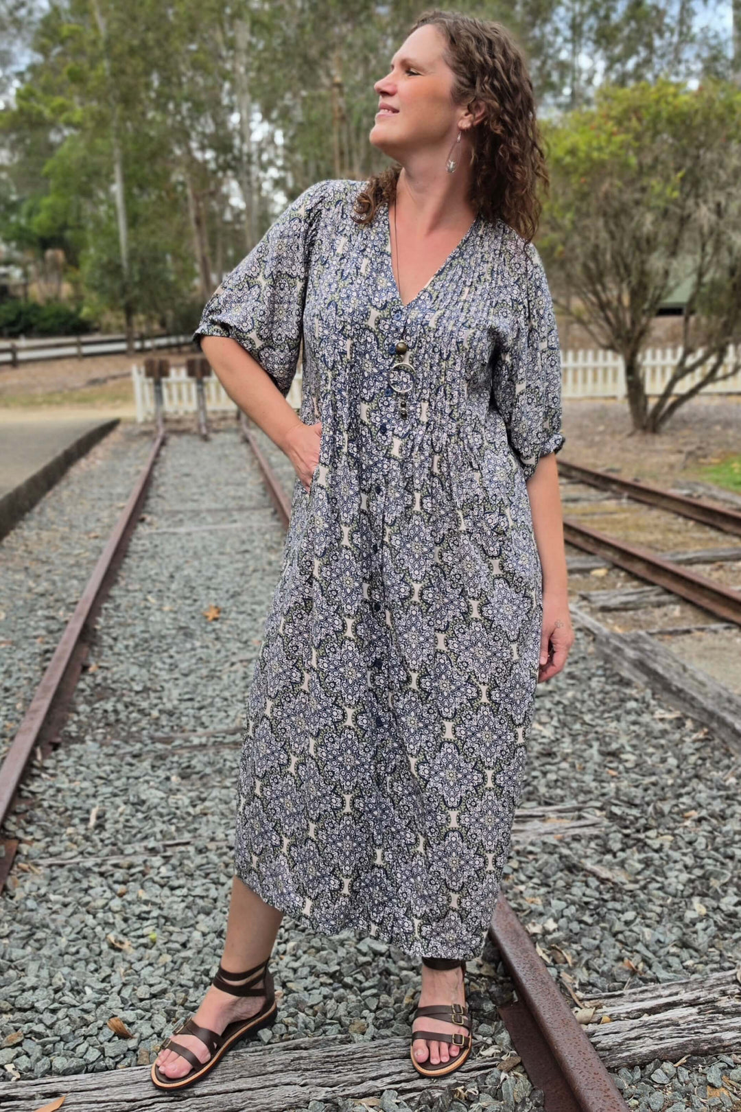 Slate Lattice Thea Maxi Dress