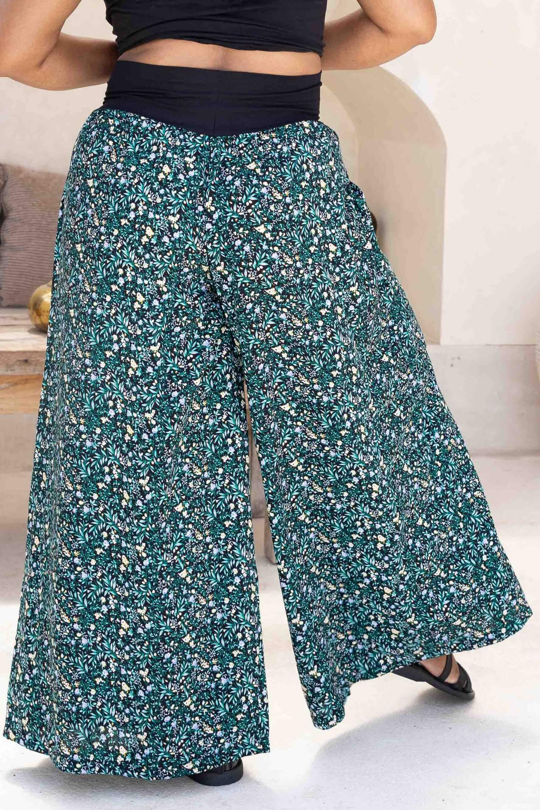 Green Blossom Palazzo Pants