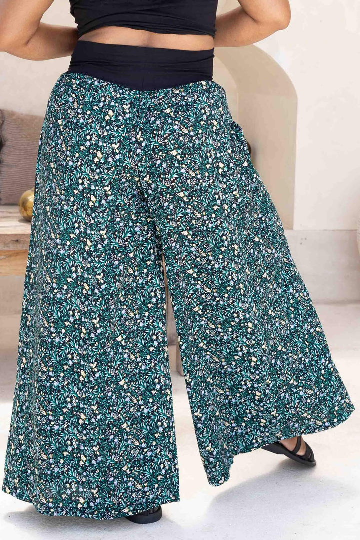 Green Blossom Palazzo Pants
