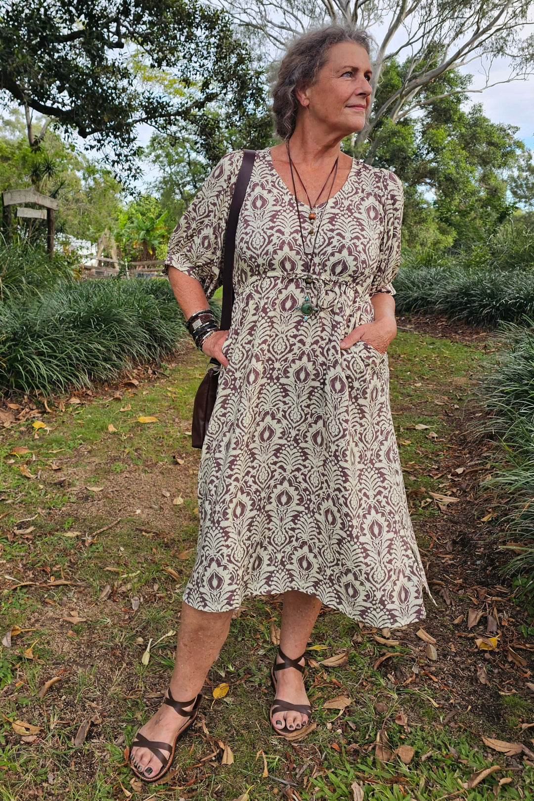 Walnut Fern Remi Midi Dress