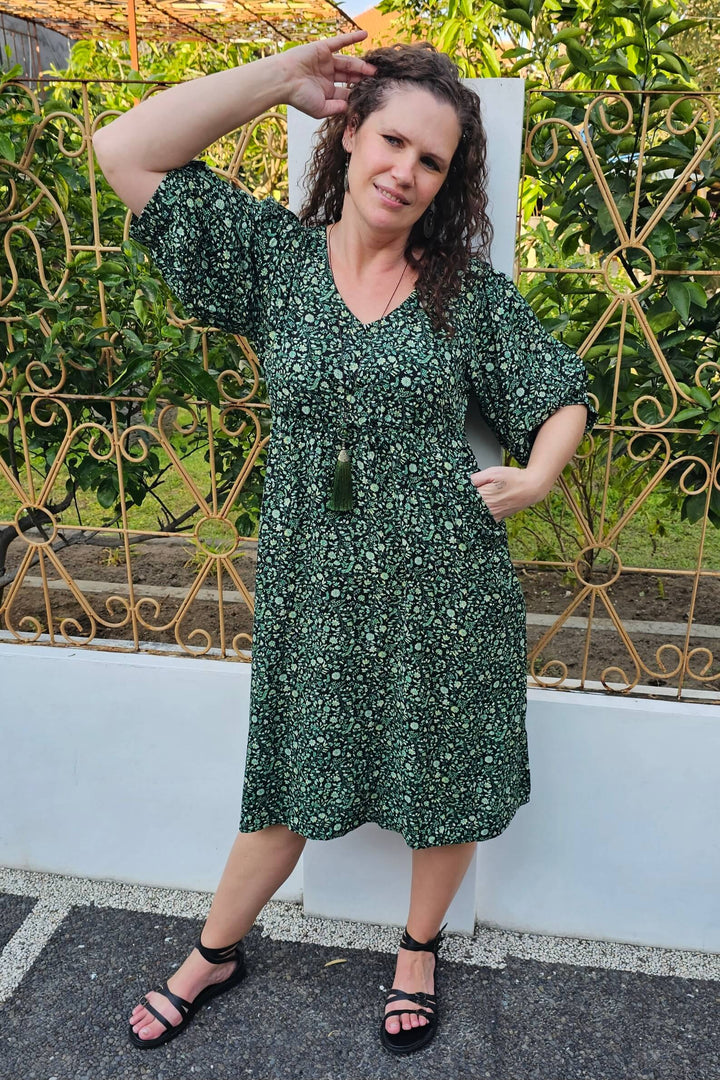 Green Bloom Remi Midi Dress