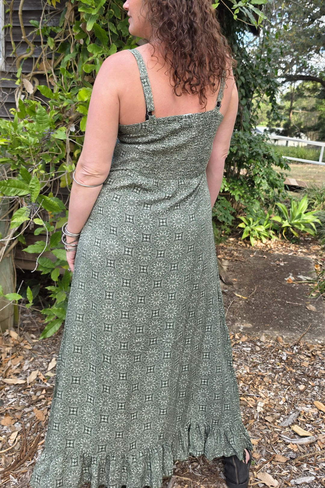 Khaki Rosette Solana Maxi Dress
