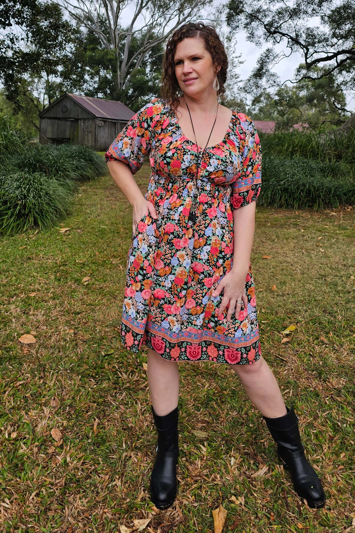 Black Bloom Cinch dress