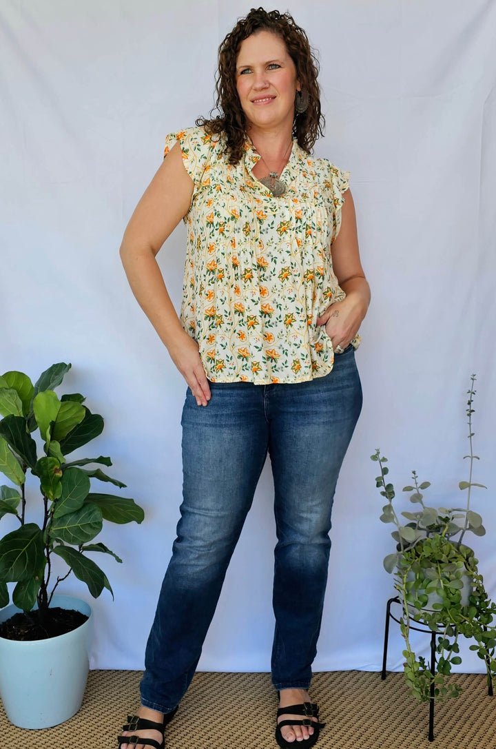 Zesty Frill Pintuck Top