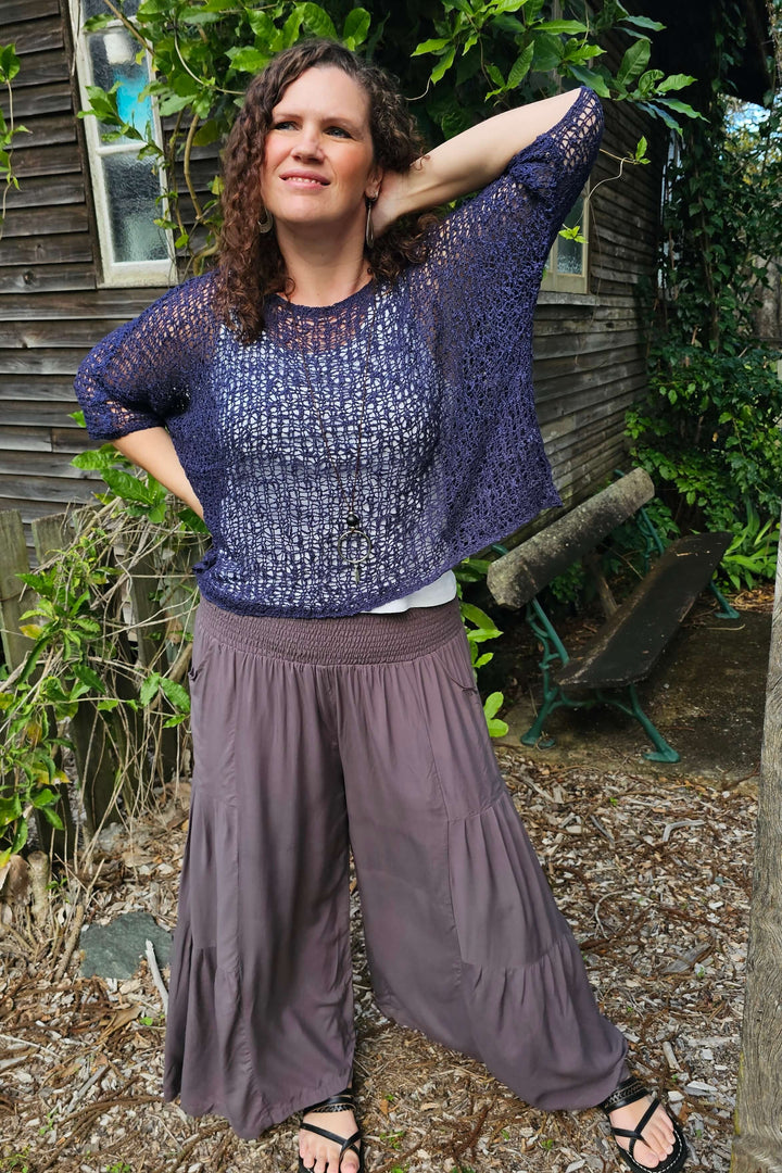 Navy Slouch Knit Top