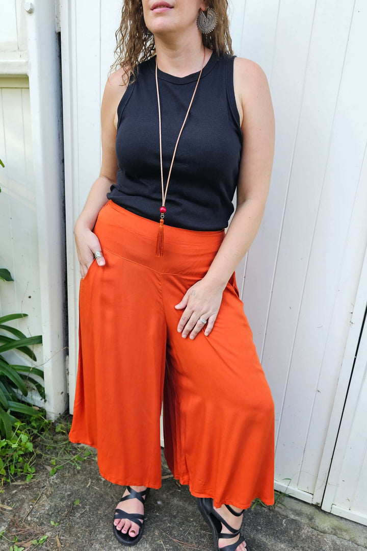 Rust Wide Leg Pants