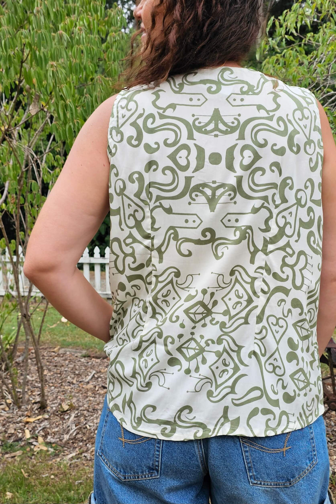 Khaki Swirl Raya Top