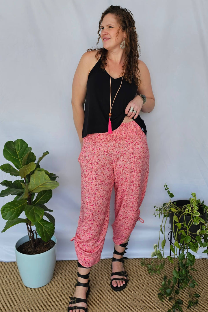 Pink Blossom Boho 7/8 Pants