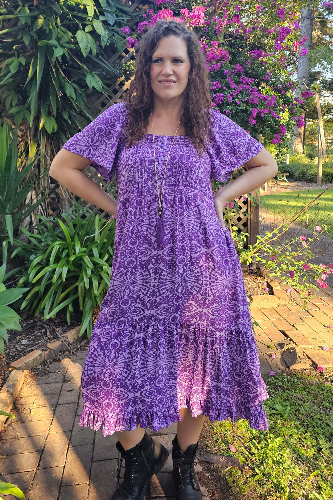 Purple Mandala Bella Midi Dress