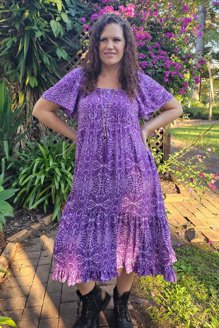 Purple Mandala Bella Midi Dress