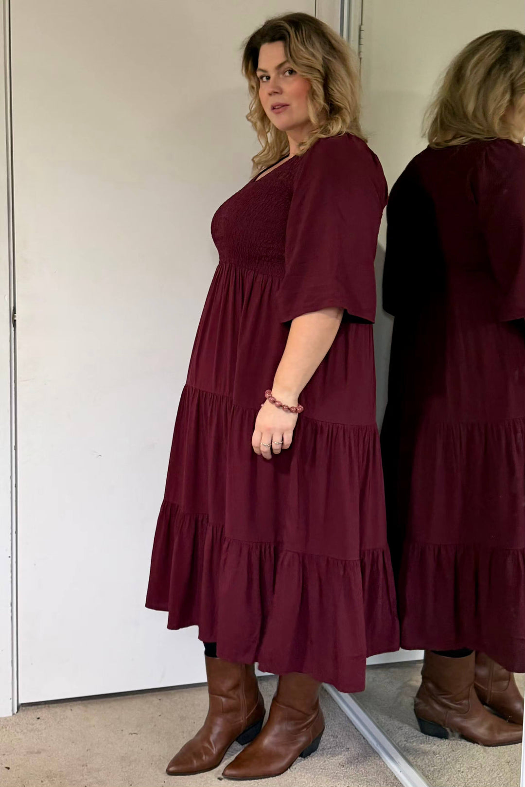 Maroon Arya Midi Dress