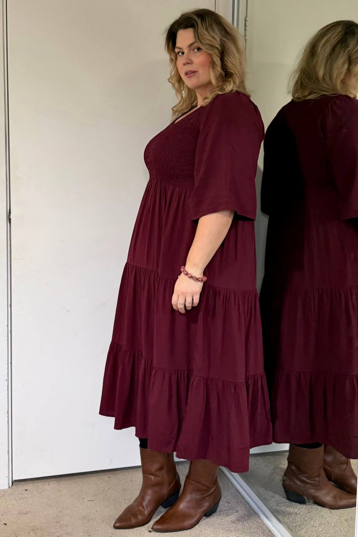 Maroon Arya Midi Dress