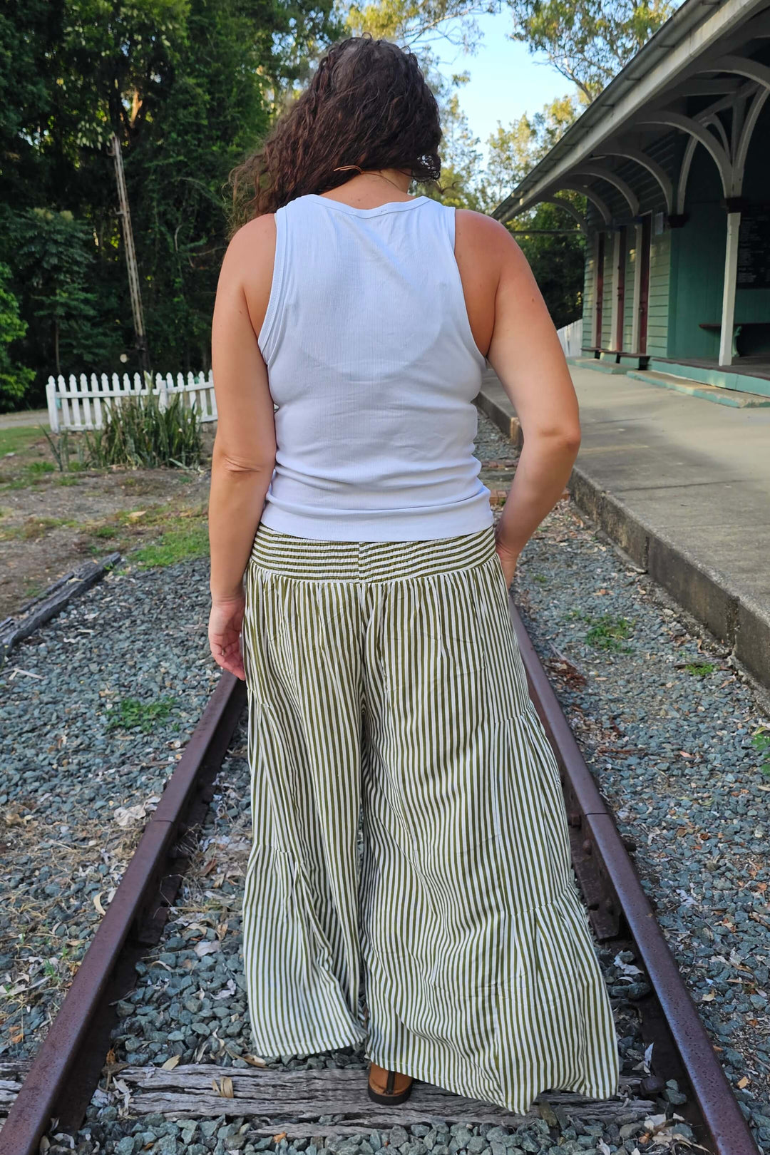 Peridot Stripe Frill Pants