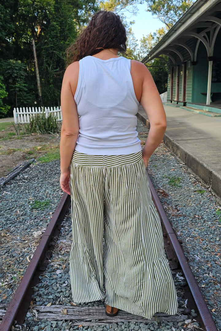 Peridot Stripe Frill Pants