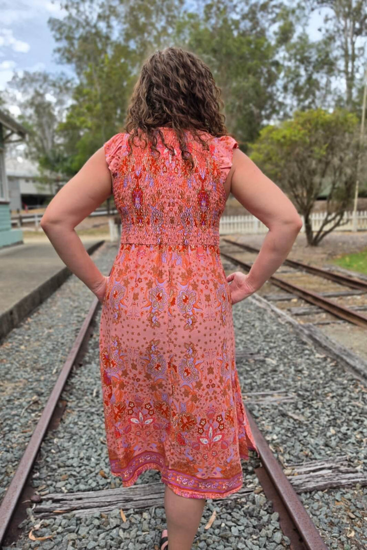 Peach Eden Midi Dress