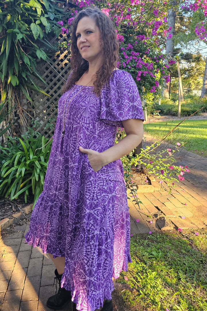 Purple Mandala Bella Midi Dress