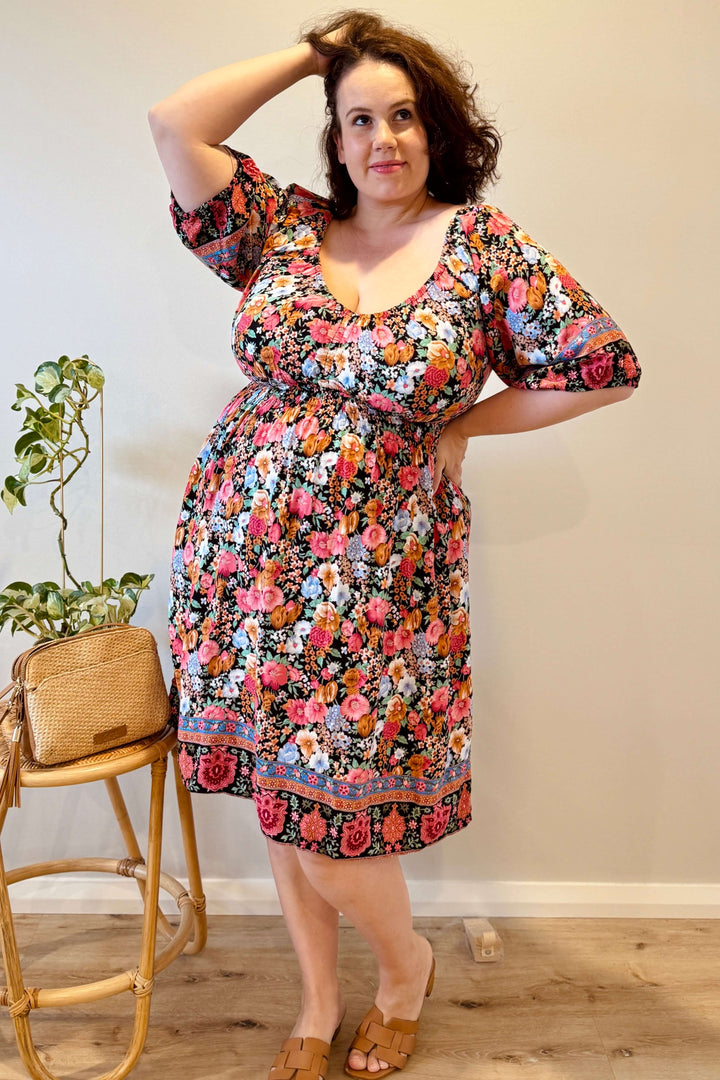 Black Bloom Cinch dress