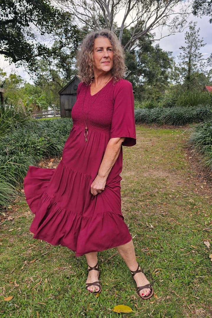 Maroon Arya Midi Dress