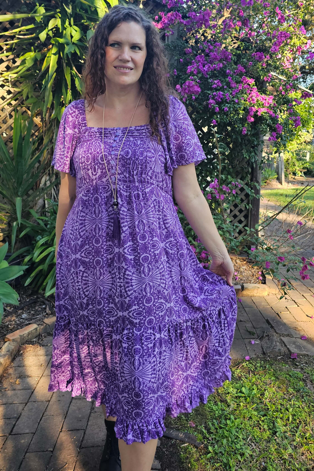 Purple Mandala Bella Midi Dress