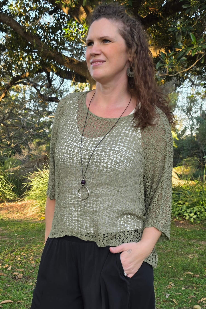 Sage Slouch Knit Top