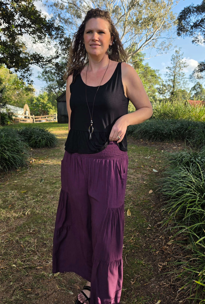 Plum Frill Pants