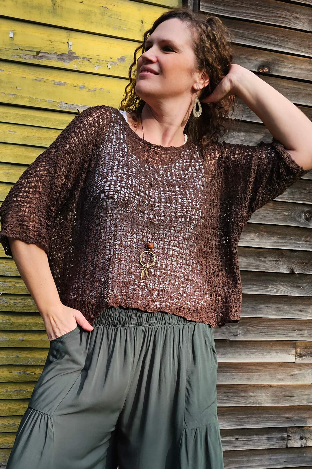 Chocolate Slouch Knit Top