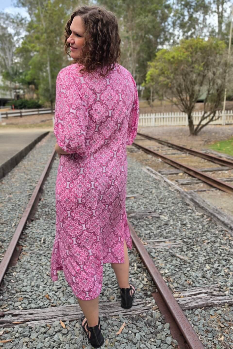 Fuchsia Lattice Thea Maxi Dress