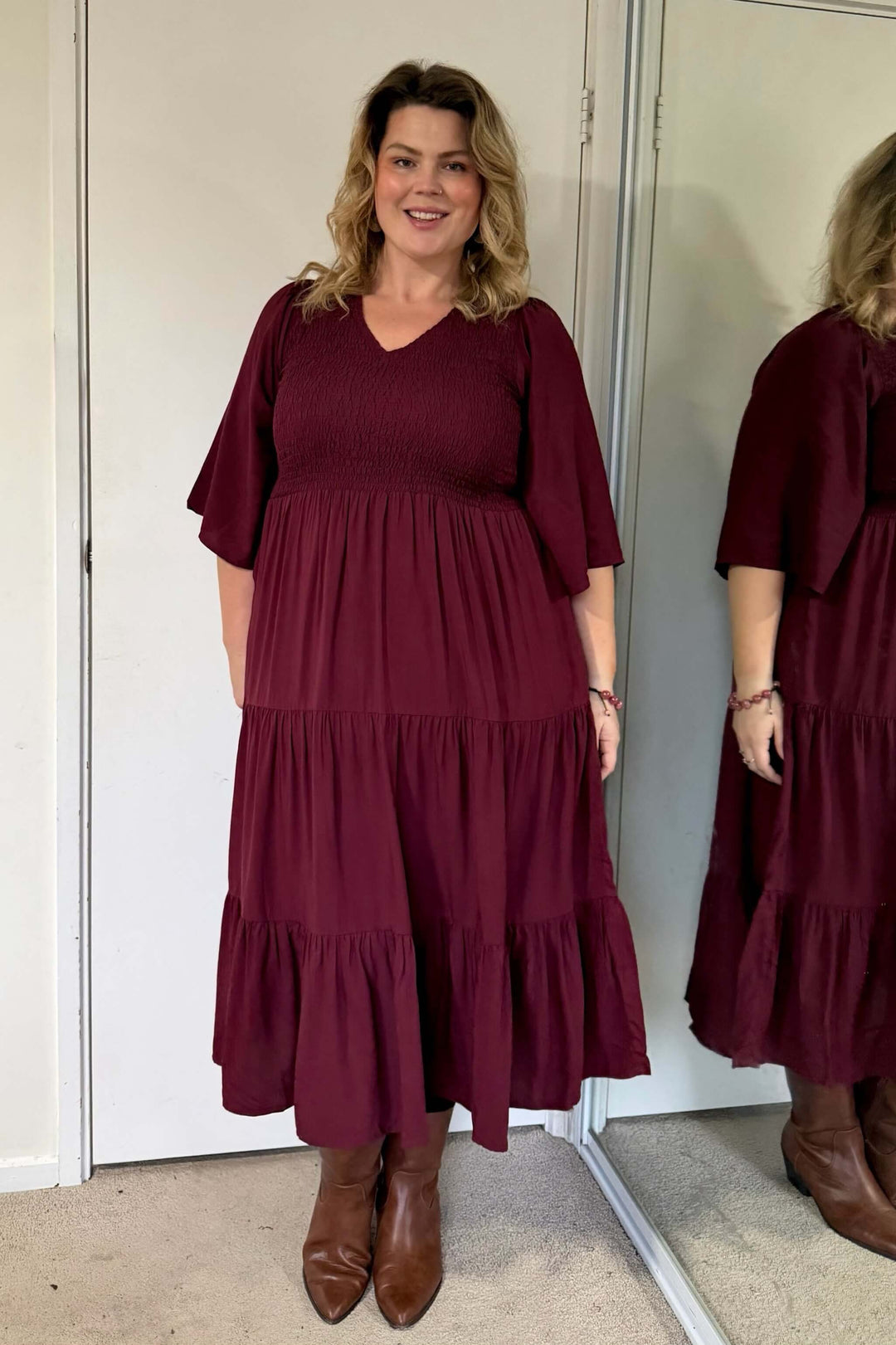 Maroon Arya Midi Dress