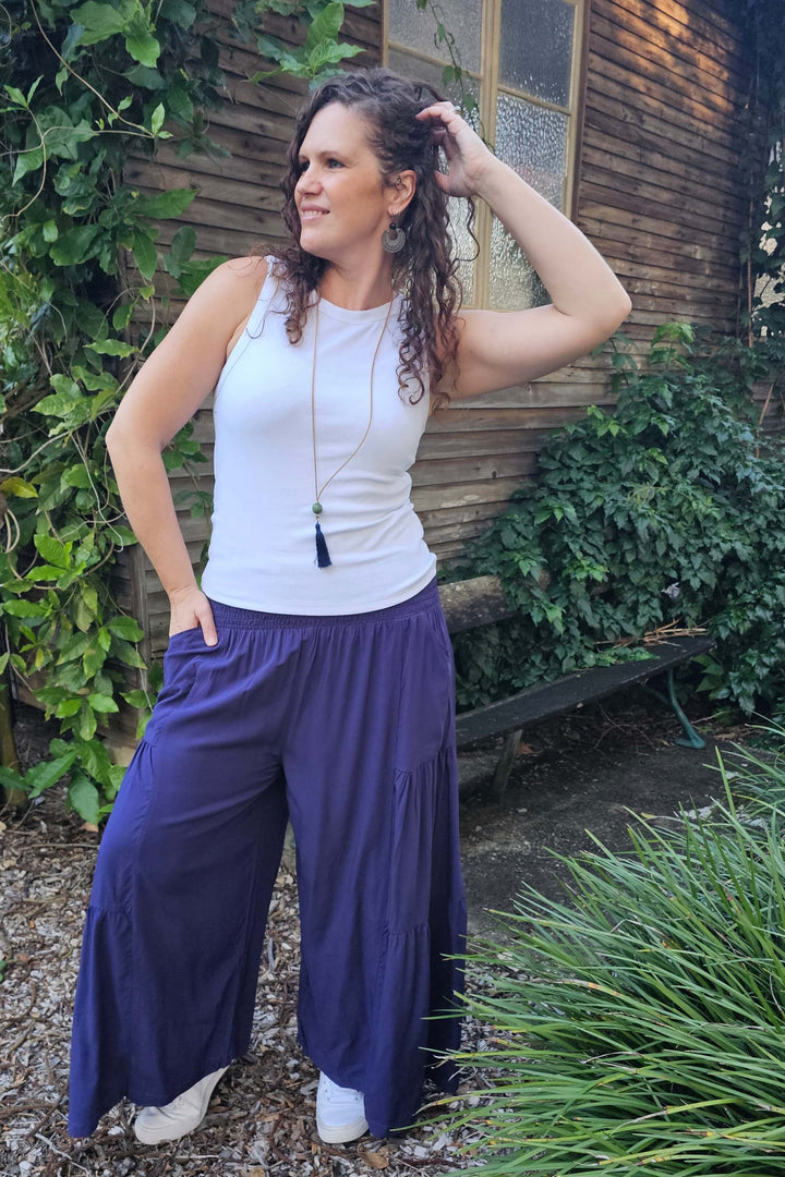 Navy Frill Pants