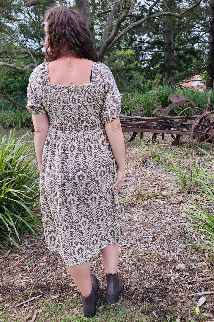 Walnut Fern Ivy Midi Dress