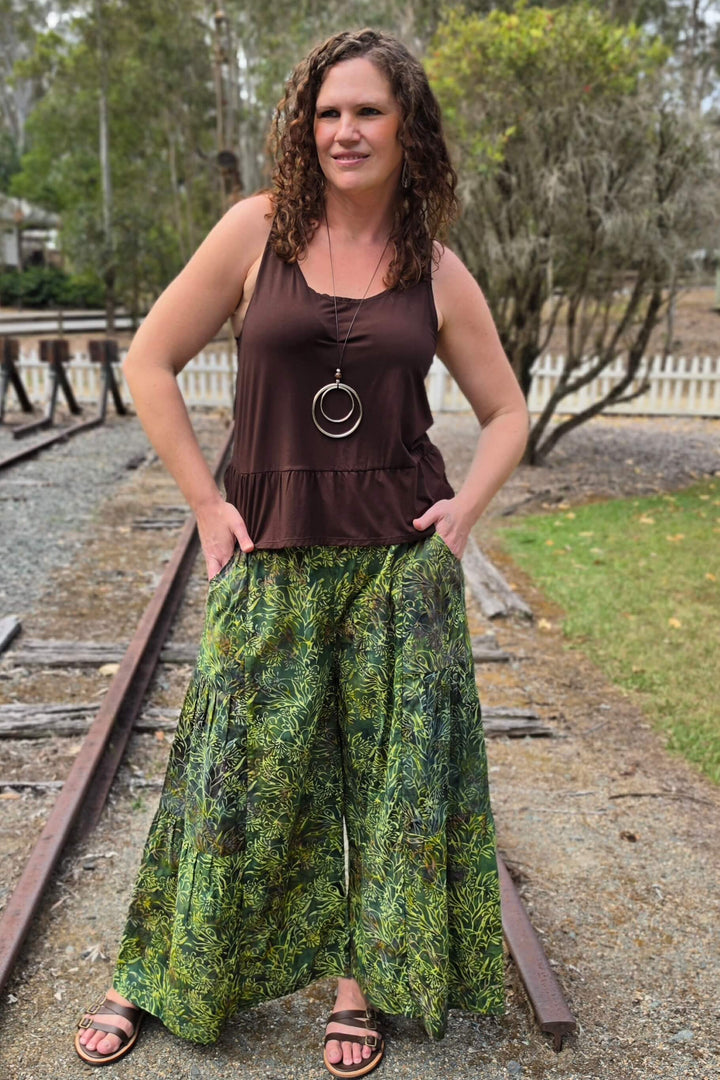 Evergreen Cotton Frill Pants
