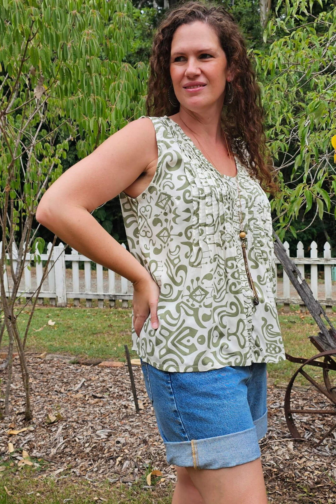 Khaki Swirl Raya Top