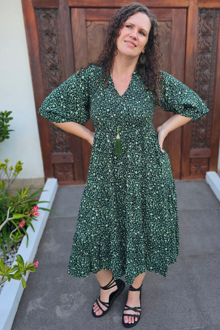 Green Bloom Arya Midi Dress