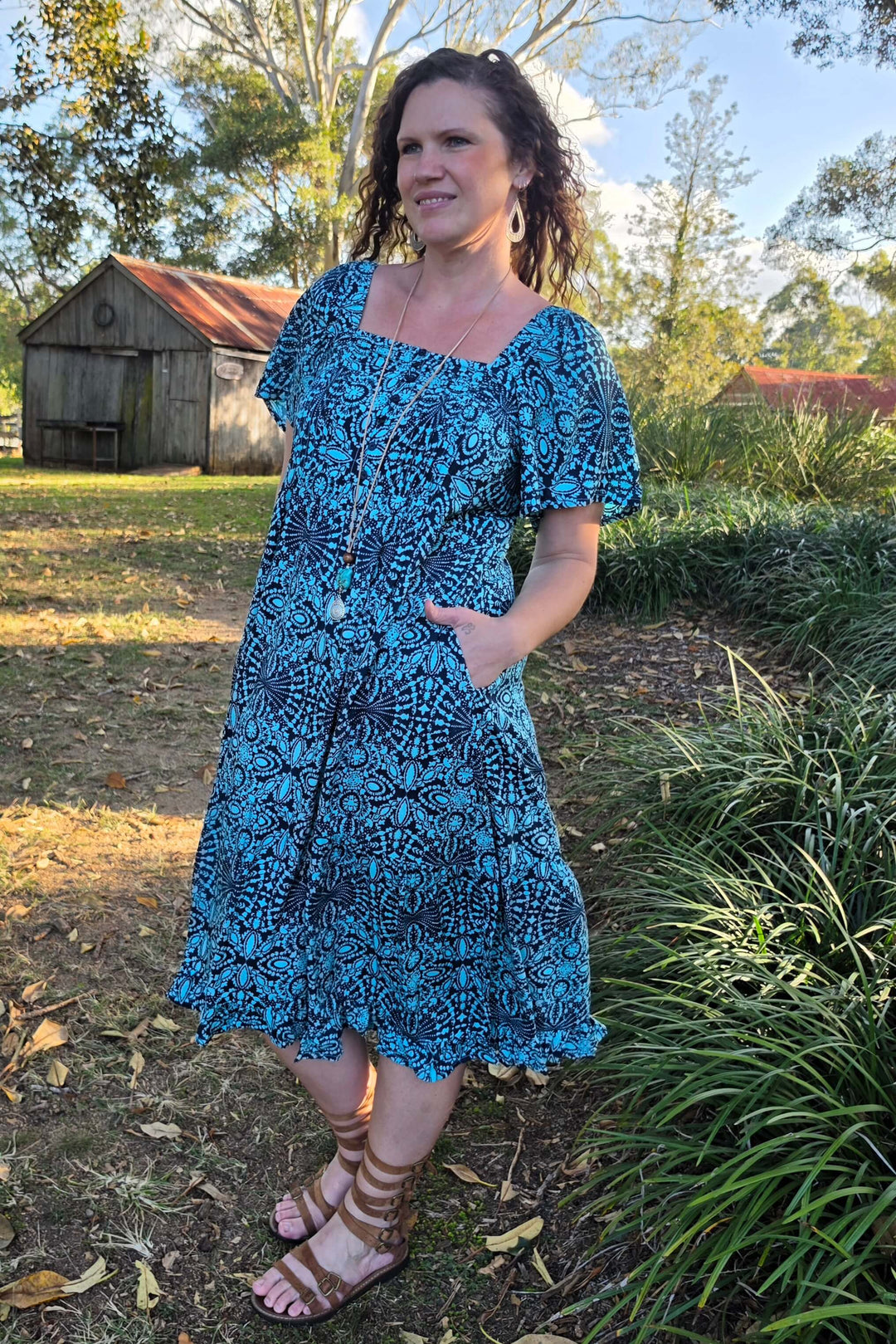 Blue Mandala Bella Midi Dress