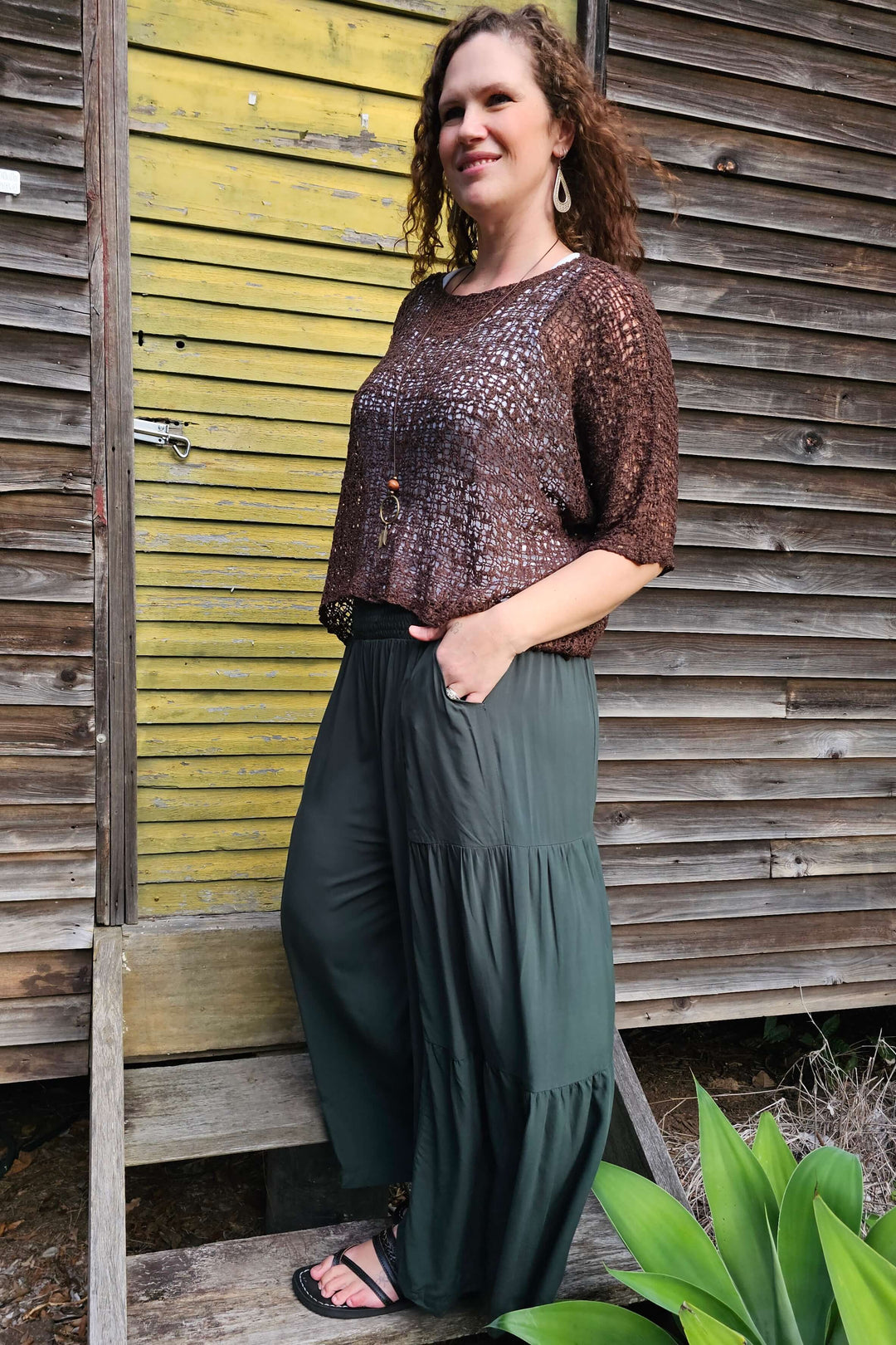 Chocolate Slouch Knit Top