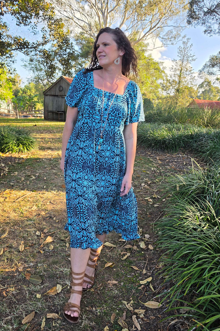 Blue Mandala Bella Midi Dress