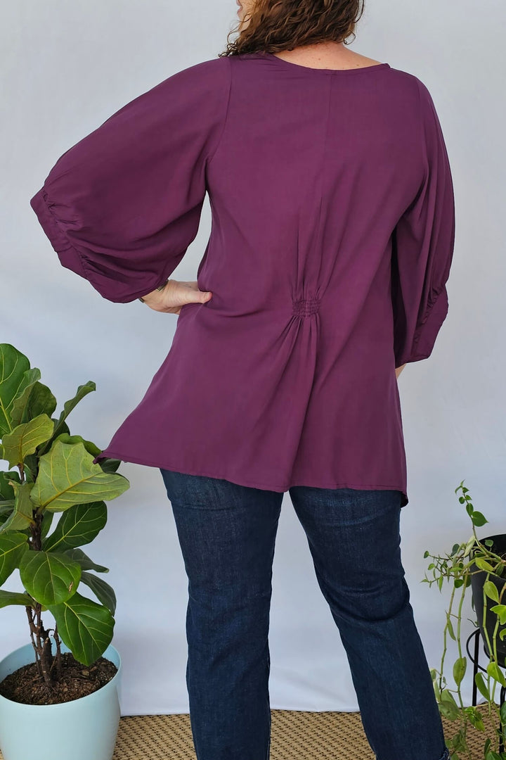 Plum Isla Top with Bell Sleeve