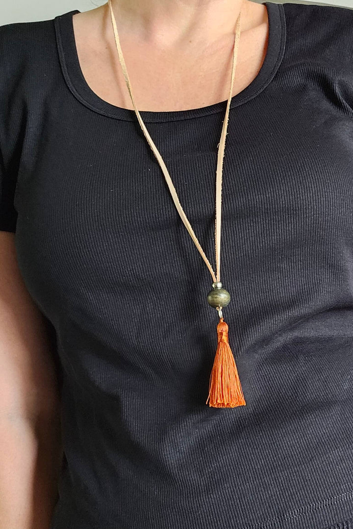 Burnt Orange and Tan Necklace