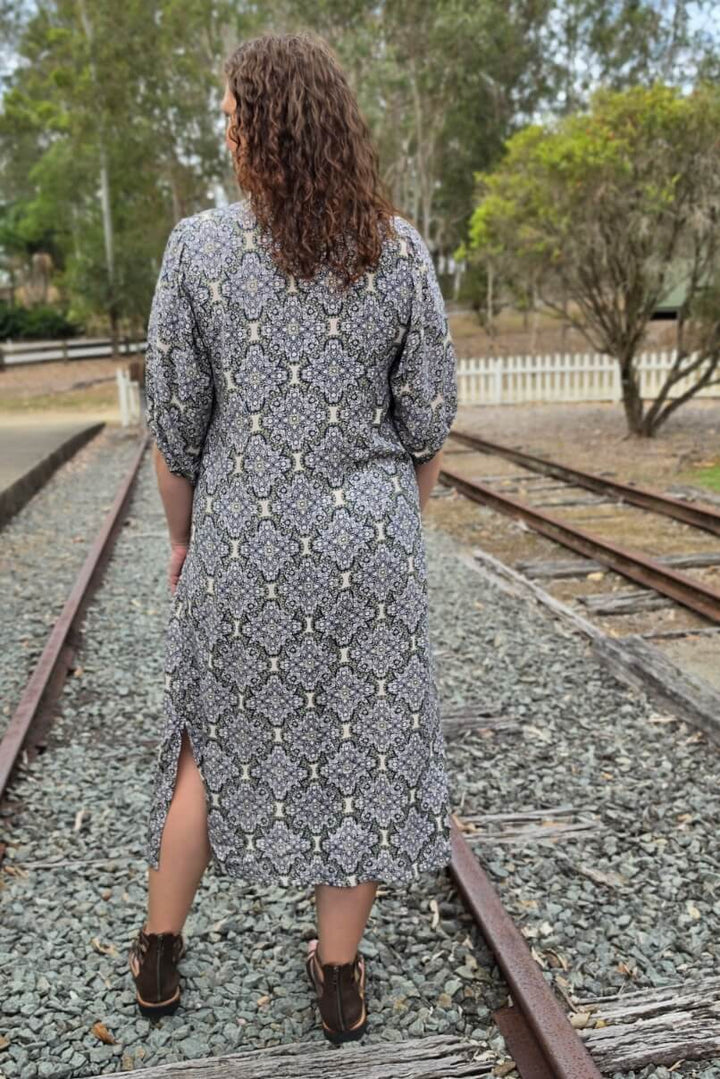 Slate Lattice Thea Maxi Dress
