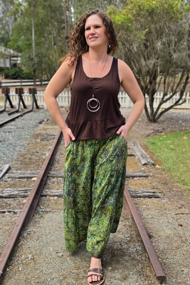 Evergreen Cotton Frill Pants
