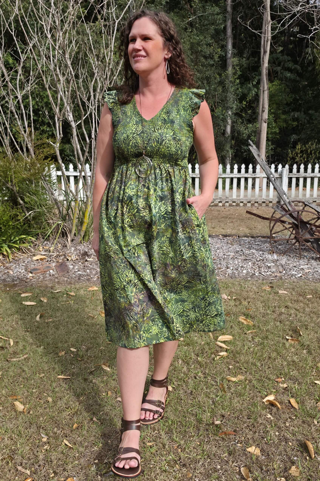 Evergreen Cotton Eden Midi Dress