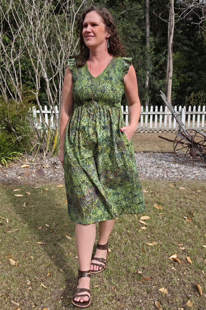 Evergreen Cotton Eden Midi Dress