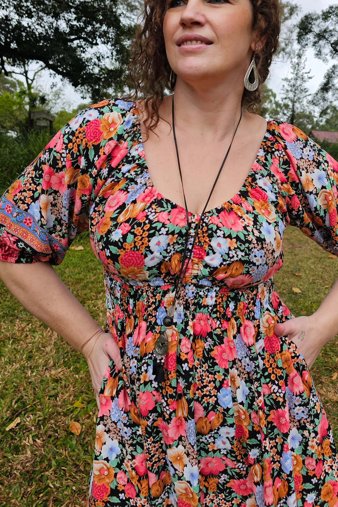 Black Bloom Cinch dress