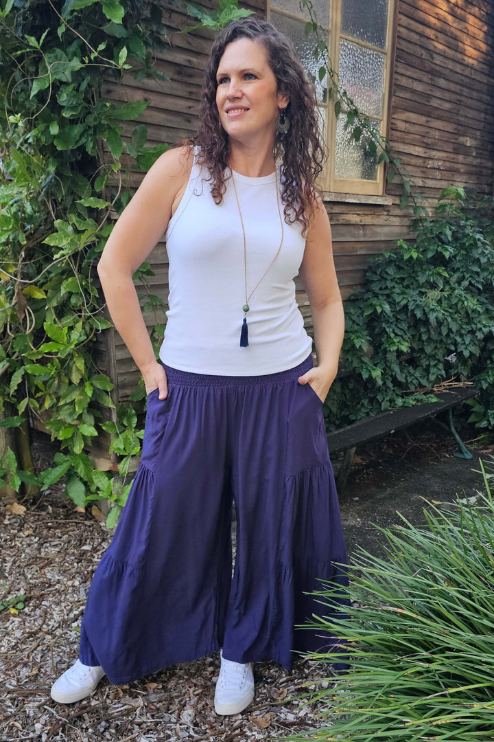 Navy Frill Pants